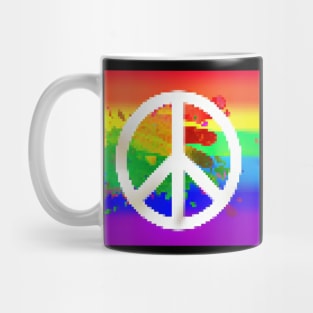 Rainbow Peace sign Glitch 2 Mug